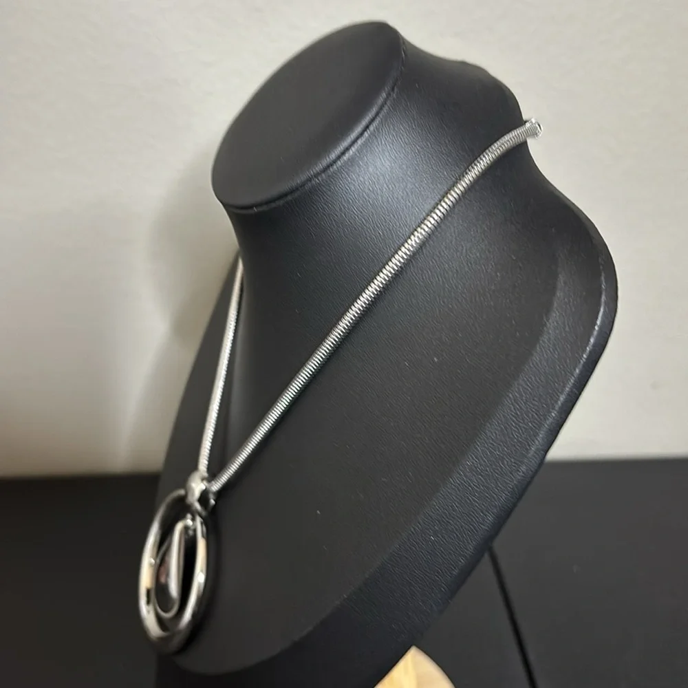 Chicos Silver Tone Slider Pendant Geometric Classy Necklace